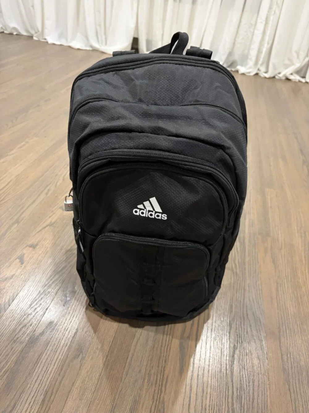 Large Adidas Black Backpack Laptop School Travel Bag Mesh Side Pockets RN 90288